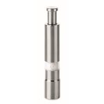 Manual stainless steel and acrylic pressure salt or pepper mill matt silver colour second view