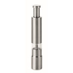 Manual stainless steel and acrylic pressure salt or pepper mill matt silver colour third view
