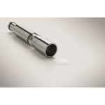 Manual stainless steel and acrylic pressure salt or pepper mill matt silver colour sixth photographic view