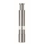 Manual stainless steel and acrylic pressure salt or pepper mill matt silver colour eighth view