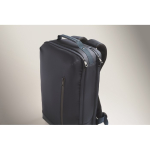 Laptop backpack with PU details and trolley strap 15'' blue colour third photographic view