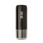 Portable coffee maker for ground coffee and compatible capsules 1.800mAh black colour view with print area