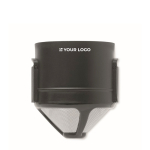 Reusable stainless steel coffee filter with case black colour view with print area