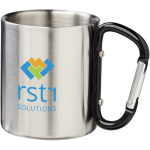 Double-wall insulated mug with integrated carabiner 200ml black colour pad printing view
