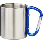 Double-wall insulated mug with integrated carabiner 200ml blue colour