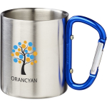 Double-wall insulated mug with integrated carabiner 200ml blue colour pad printing view