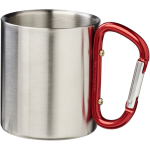 Double-wall insulated mug with integrated carabiner 200ml red colour