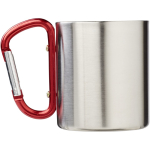 Double-wall insulated mug with integrated carabiner 200ml red colour second rear view