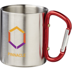 Double-wall insulated mug with integrated carabiner 200ml red colour pad printing view