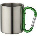 Double-wall insulated mug with integrated carabiner 200ml green colour