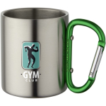 Double-wall insulated mug with integrated carabiner 200ml green colour pad printing view