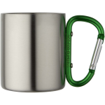 Double-wall insulated mug with integrated carabiner 200ml green colour second side view