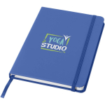 A5 notebook with elastic closure and matching ribbon, dotted pages royal blue colour pad printing view