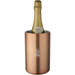 Double-wall stainless steel wine cooler pink colour printed logo view 2