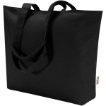 Cotton tote bag with zip and long handles 320 g/m2 black colour second view