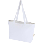 Cotton tote bag with zip and long handles 320 g/m2 white colour