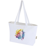 Cotton tote bag with zip and long handles 320 g/m2 white colour