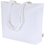 Cotton tote bag with zip and long handles 320 g/m2 white colour second view