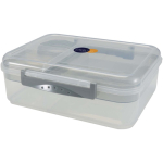 Plastic lunch box with multiple compartments 1.45L light grey colour pad printing view