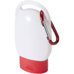 SPF 30 sun cream with integrated carabiner and vanilla fragrance 30ml red colour