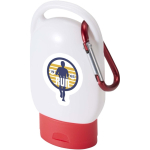 SPF 30 sun cream with integrated carabiner and vanilla fragrance 30ml red colour