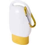 SPF 30 sun cream with integrated carabiner and vanilla fragrance 30ml yellow colour