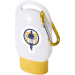 SPF 30 sun cream with integrated carabiner and vanilla fragrance 30ml yellow colour