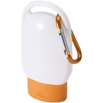 SPF 30 sun cream with integrated carabiner and vanilla fragrance 30ml orange colour