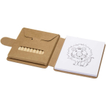 Drawing pad with coloured pencils and flap closure natural colour