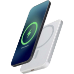 Compact magnetic wireless power bank 5,000 mAh silver colour