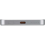 Compact magnetic wireless power bank 5,000 mAh silver colour close-up view 1