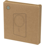 Compact magnetic wireless power bank 5,000 mAh silver colour second view with box
