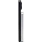 Compact magnetic wireless power bank 5,000 mAh silver colour side view