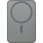 Compact magnetic wireless power bank 5,000 mAh shiny silver colour second rear view