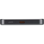 Compact magnetic wireless power bank 5,000 mAh shiny silver colour close-up view 1