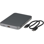 Compact magnetic wireless power bank 5,000 mAh shiny silver colour second view