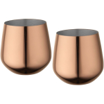 Set of two stainless steel mugs with rose gold finish 540ml pink colour