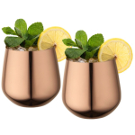 Set of two stainless steel mugs with rose gold finish 540ml pink colour second view