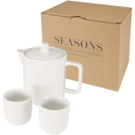 Teapot with two ceramic cups for tea service 600ml white colour