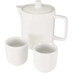 Teapot with two ceramic cups for tea service 600ml white colour second view
