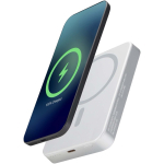 Magnetic portable charger in recycled aluminium 10,000 mAh silver colour