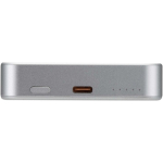 Magnetic portable charger in recycled aluminium 10,000 mAh silver colour close-up view 1