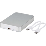 Magnetic portable charger in recycled aluminium 10,000 mAh silver colour second view