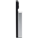 Magnetic portable charger in recycled aluminium 10,000 mAh silver colour side view