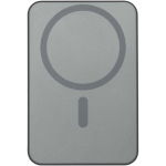 Magnetic portable charger in recycled aluminium 10,000 mAh shiny silver colour second rear view