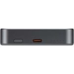 Magnetic portable charger in recycled aluminium 10,000 mAh shiny silver colour close-up view 1