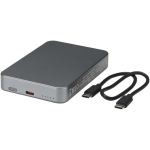 Magnetic portable charger in recycled aluminium 10,000 mAh shiny silver colour second view