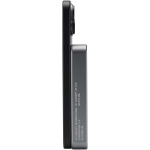 Magnetic portable charger in recycled aluminium 10,000 mAh shiny silver colour side view