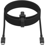 Braided nylon USB-C cable with Xtorm 100W fast charging black colour third front view
