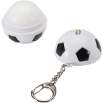 Football-shaped lip balm keyring SPF15 vanilla black colour